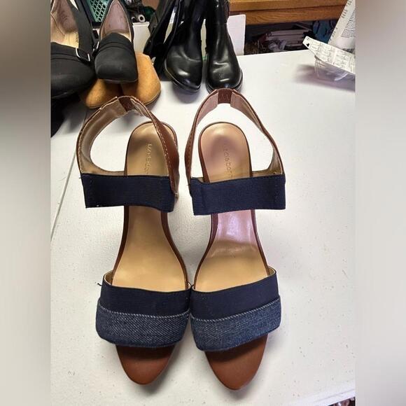 Liz Claiborne Denim sandals with leather trim - Picture 1 of 8